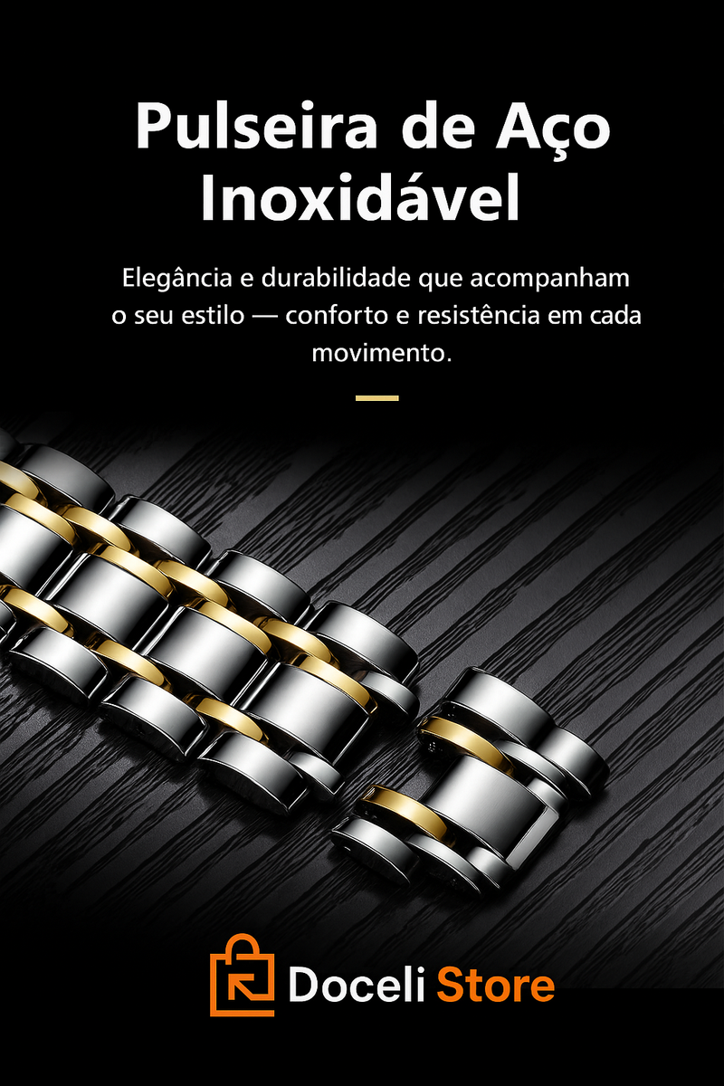 Relógio POEDAGAR Luxury De Aço Inoxidável
