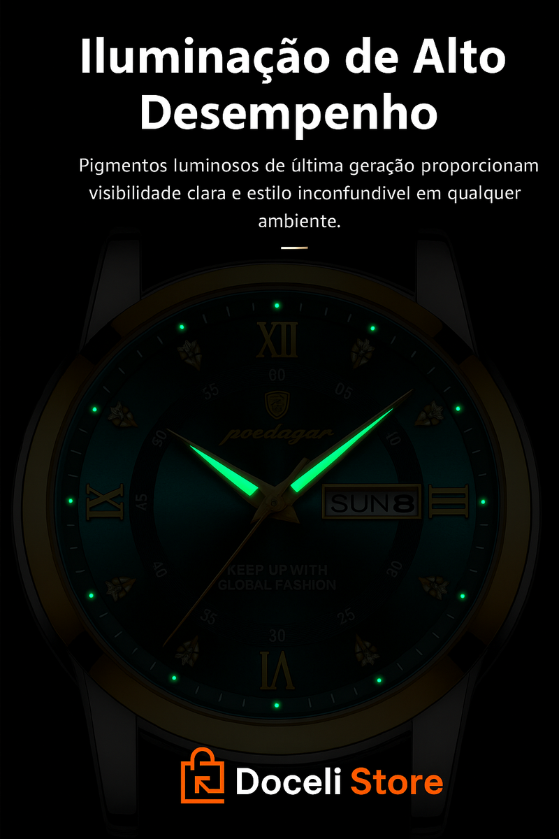 Relógio POEDAGAR Luxury De Aço Inoxidável