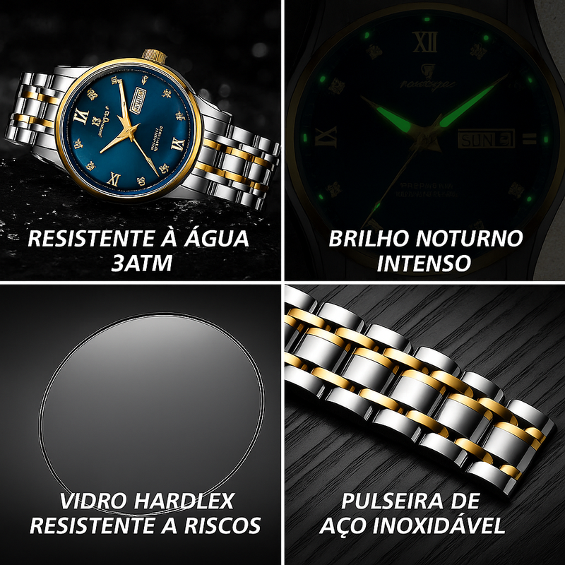 Relógio POEDAGAR Luxury De Aço Inoxidável