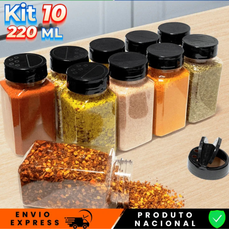 Kit 10 Potes Tampa Dosadora Duplas 220ml