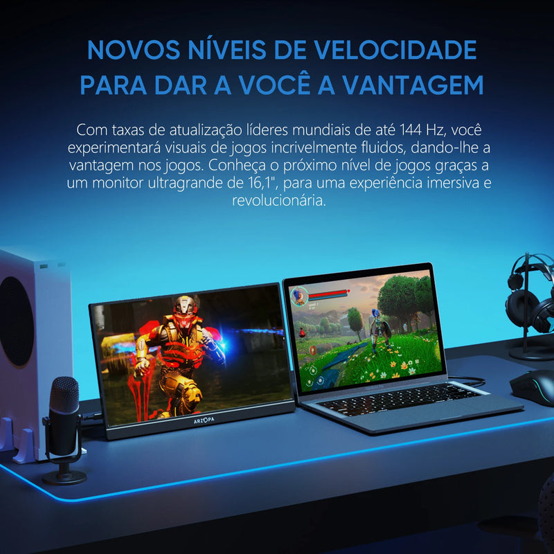 ARZOPA Monitor Gamer Portátil  144Hz