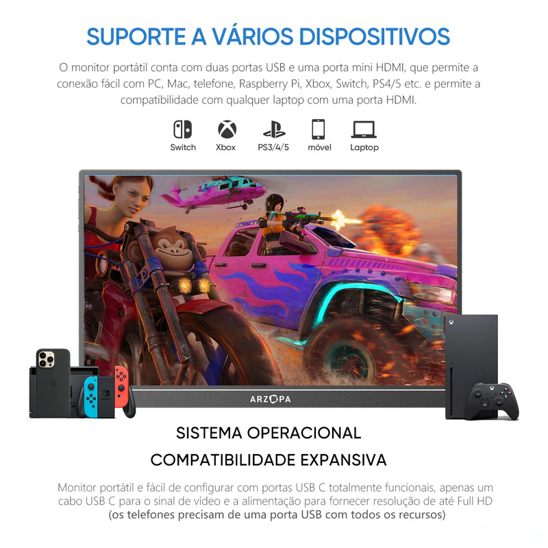 ARZOPA Monitor Gamer Portátil  144Hz